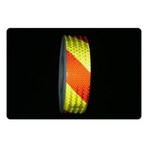 Красно-желтая «алмазная» лента световозвращающая 25м