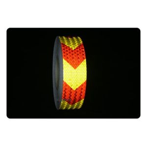 Красно-желтая «алмазная» световозвращающая лента стрелками 25м