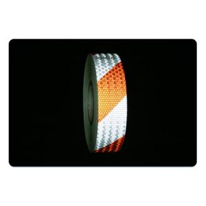 Красно-белая «алмазная» светоотражающая лента 25м