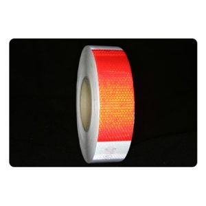 Красно-белая пунктирная светоотражающая лента